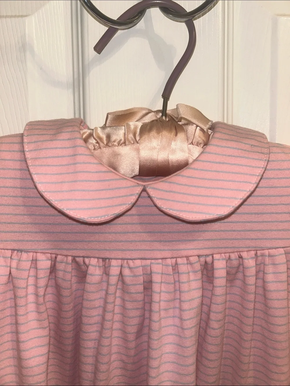 Busy Bees Toddler Pink Striped Long Sleeve Dress w/Peter Pan Collar